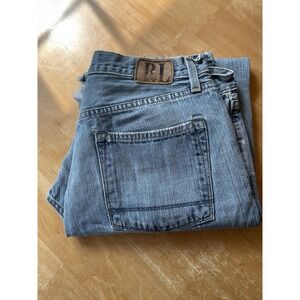 Ralph Lauren Low Rise Colton Bootcut Medium‎ Distressed  Mens Blue Jeans 34x32